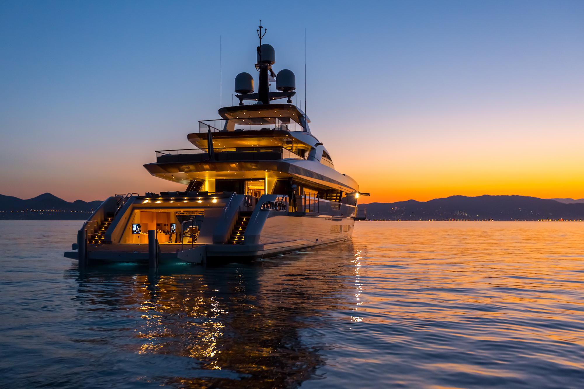 yacht in sunset